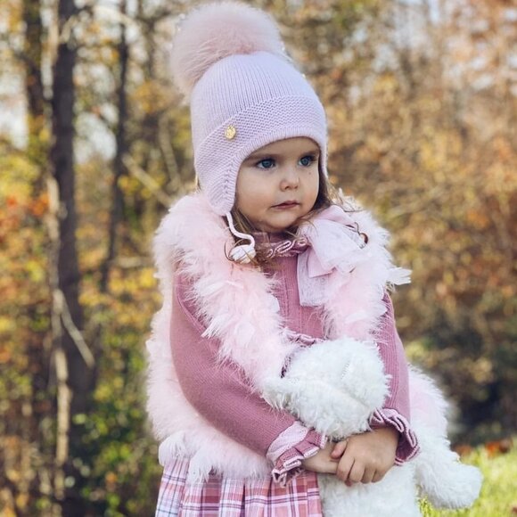 NWT Primark 24-36 Months Cream 2 Piece Set Hat Cap Pom Beanie & Mittens Gloves - Picture 3 of 12